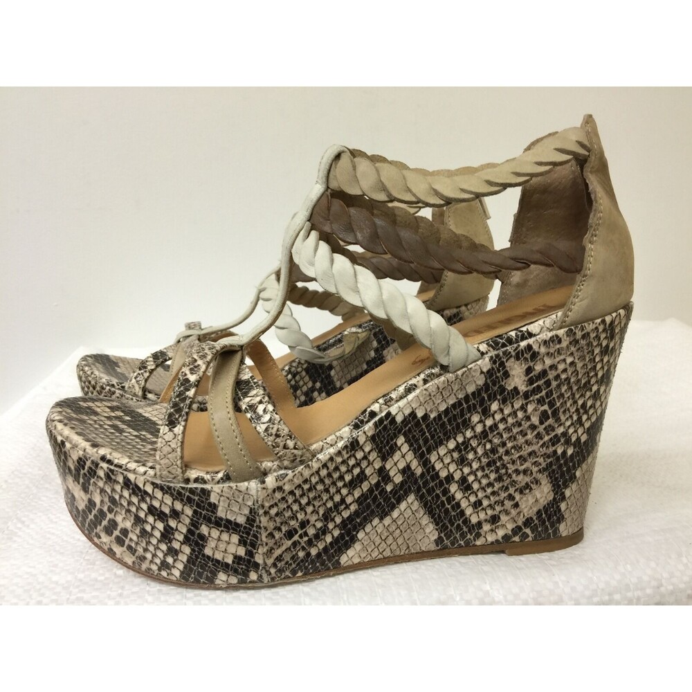 Ingledew's Leather women platform wedge sandals snake animal print size EUR 38